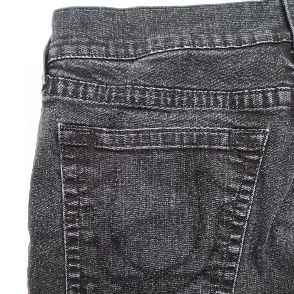 Men Short 27 Inseam True Religion Black Jeans 36 Slim No Flap Hemmed 102158